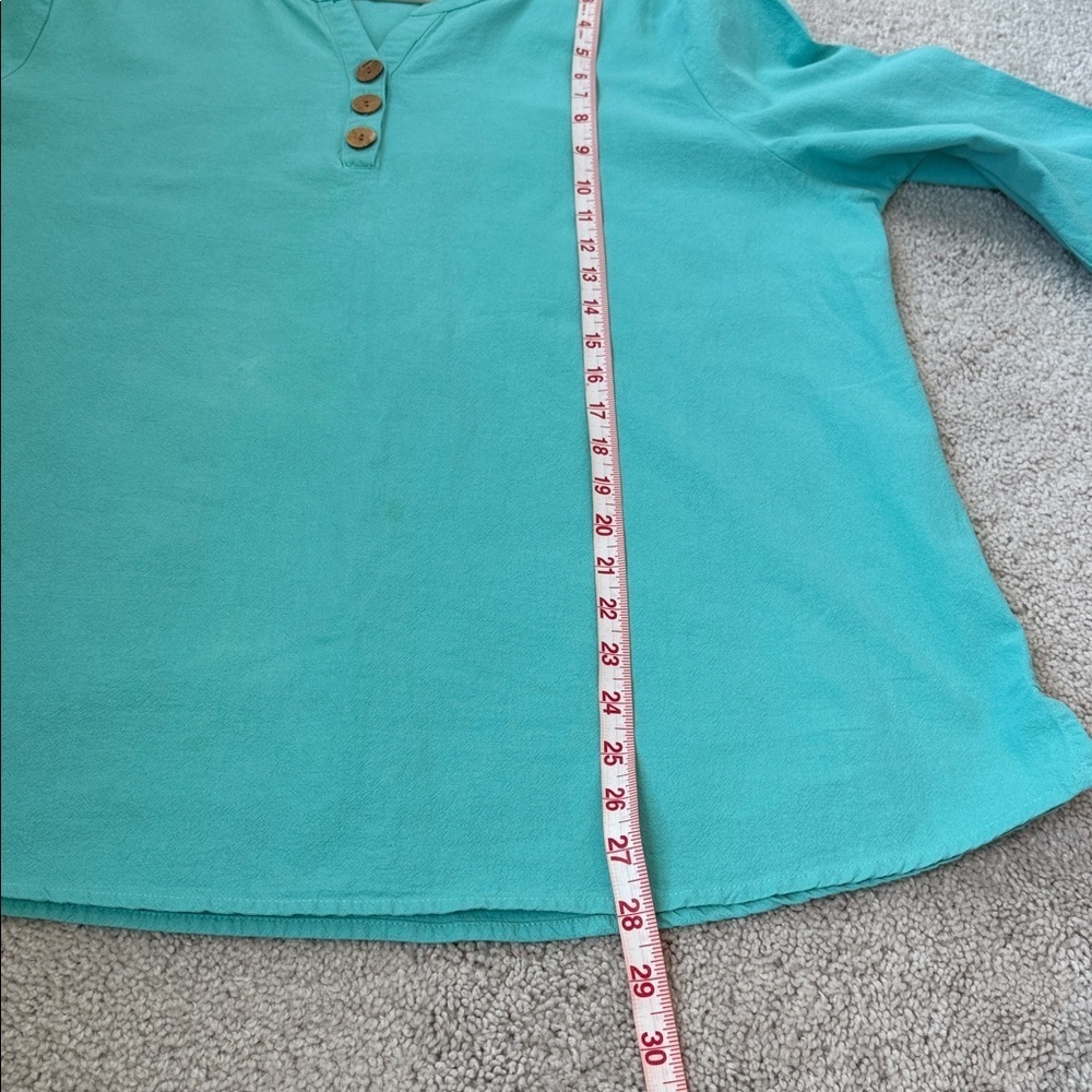 Appleseed’s Women's Turquoise Button-Detail Blouse Size XL - Picture 5 of 9